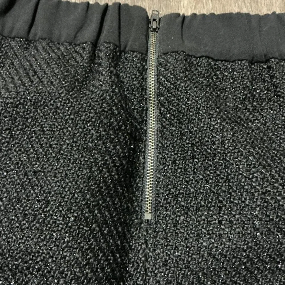 LOFT Black Silver Glitter Textured Mini Skirt Elastic‎ Waist Size S
